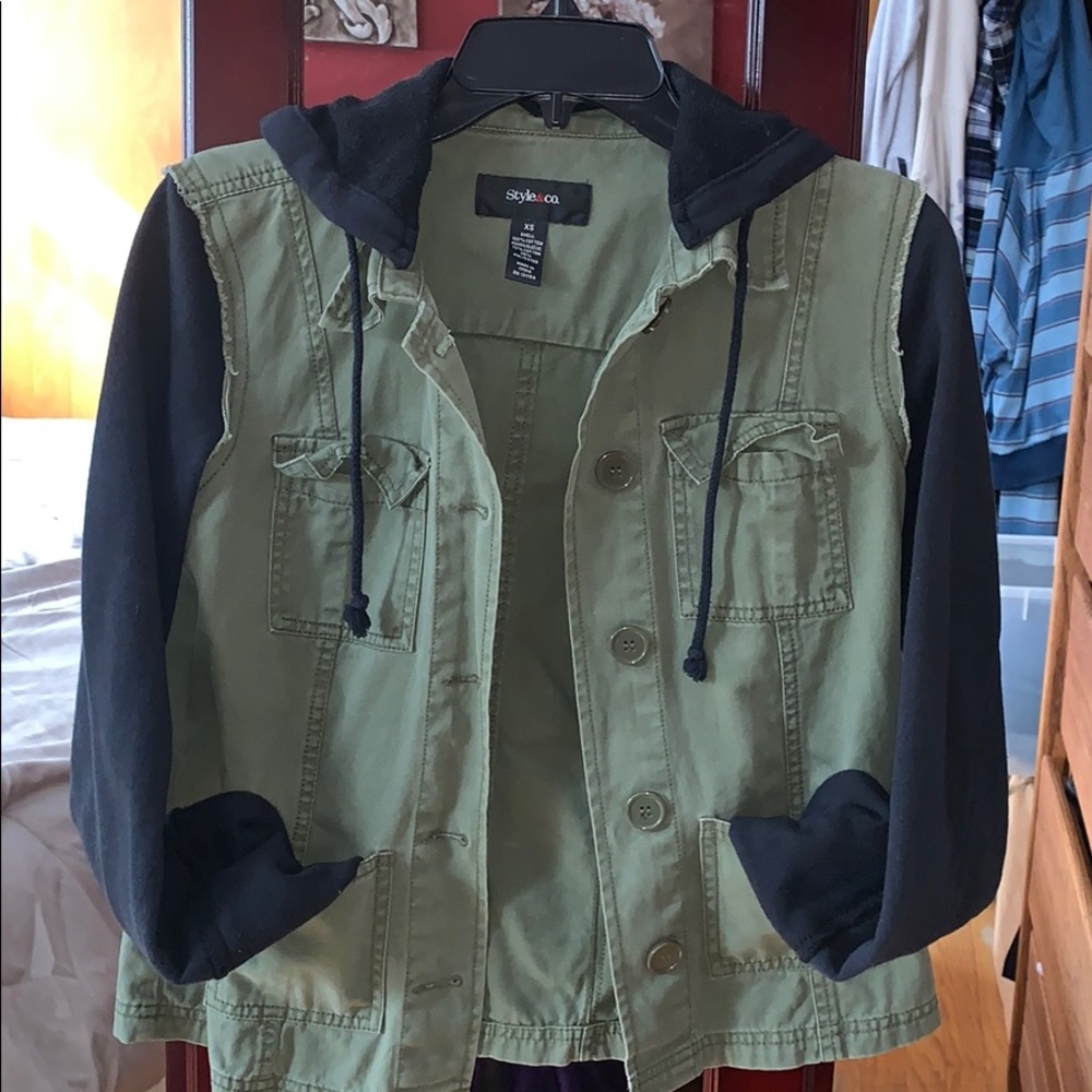 Style & Co Army Green Jacket/Sweatshirt
